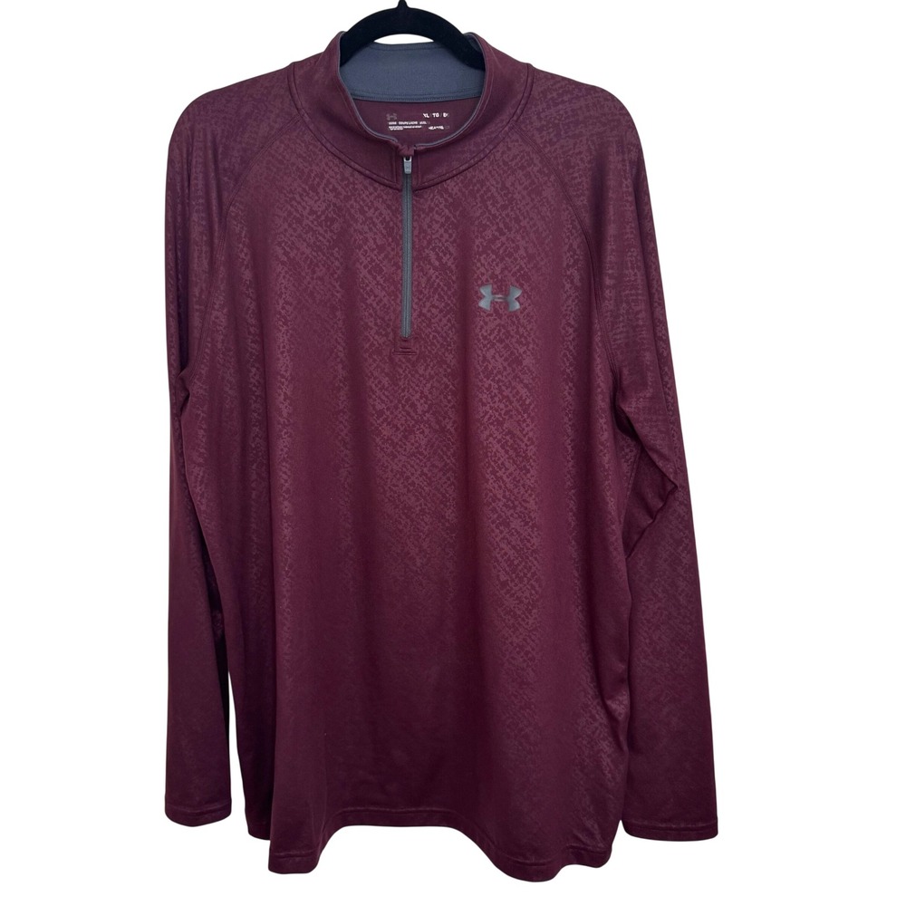 Under Armour 1/4 Zip Pullover Maroon HeatGear Athletic Shirt XL Men